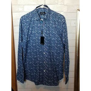 NWT $179 Bugatchi Long Sleeve Shirt Shaped Fit